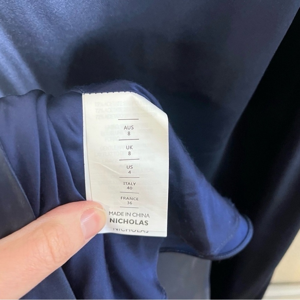 NWOT Unaltered NICHOLAS Eartha Draped Dark Ink Navy Satin Gown - Picture 8 of 11